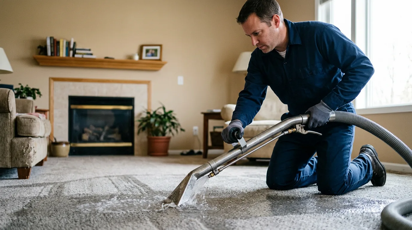 Water damage restoration technician working near Grahn, KY
